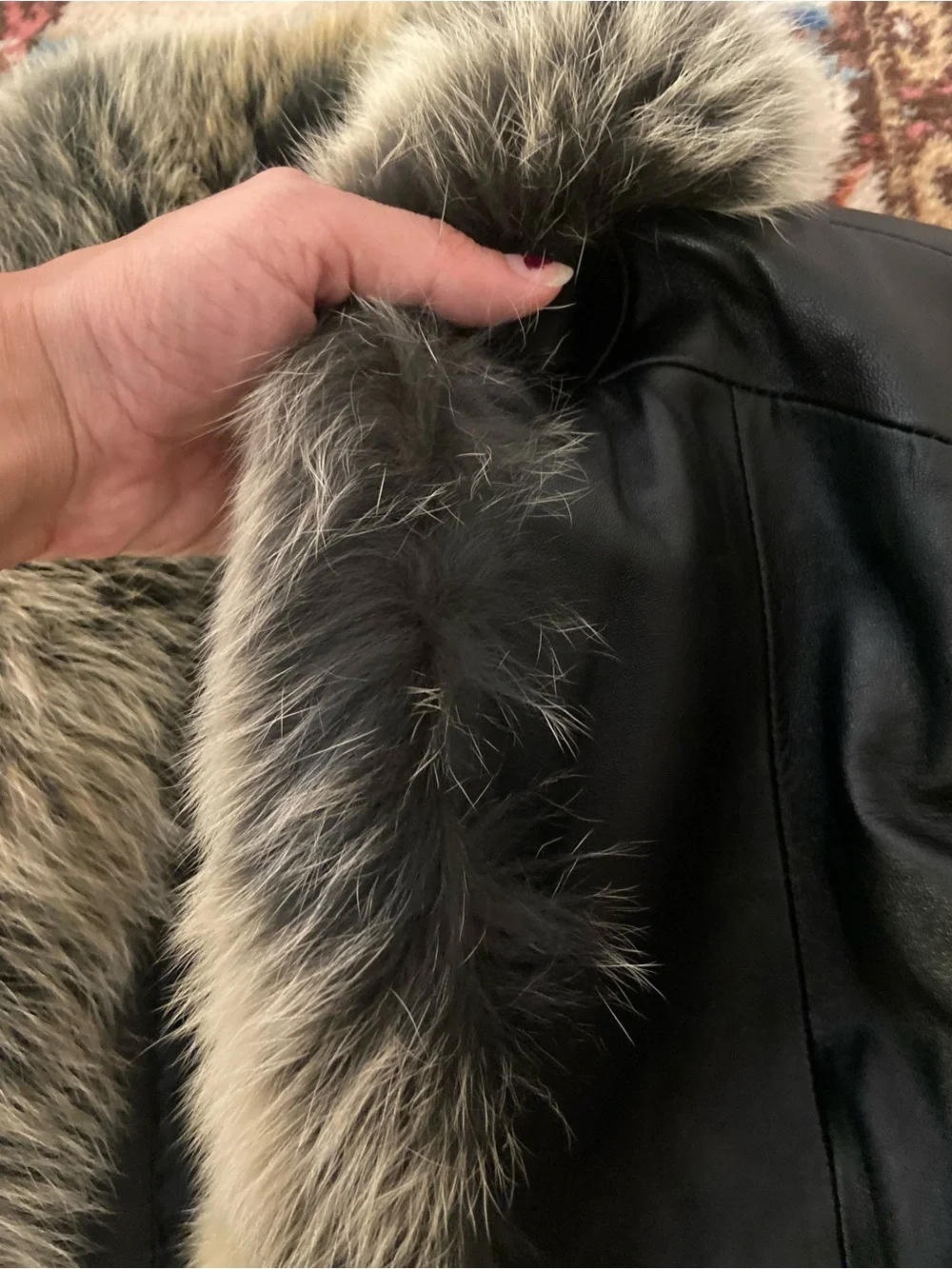 Vintage Chadwicks Black Leather Jacket with Fur Collar